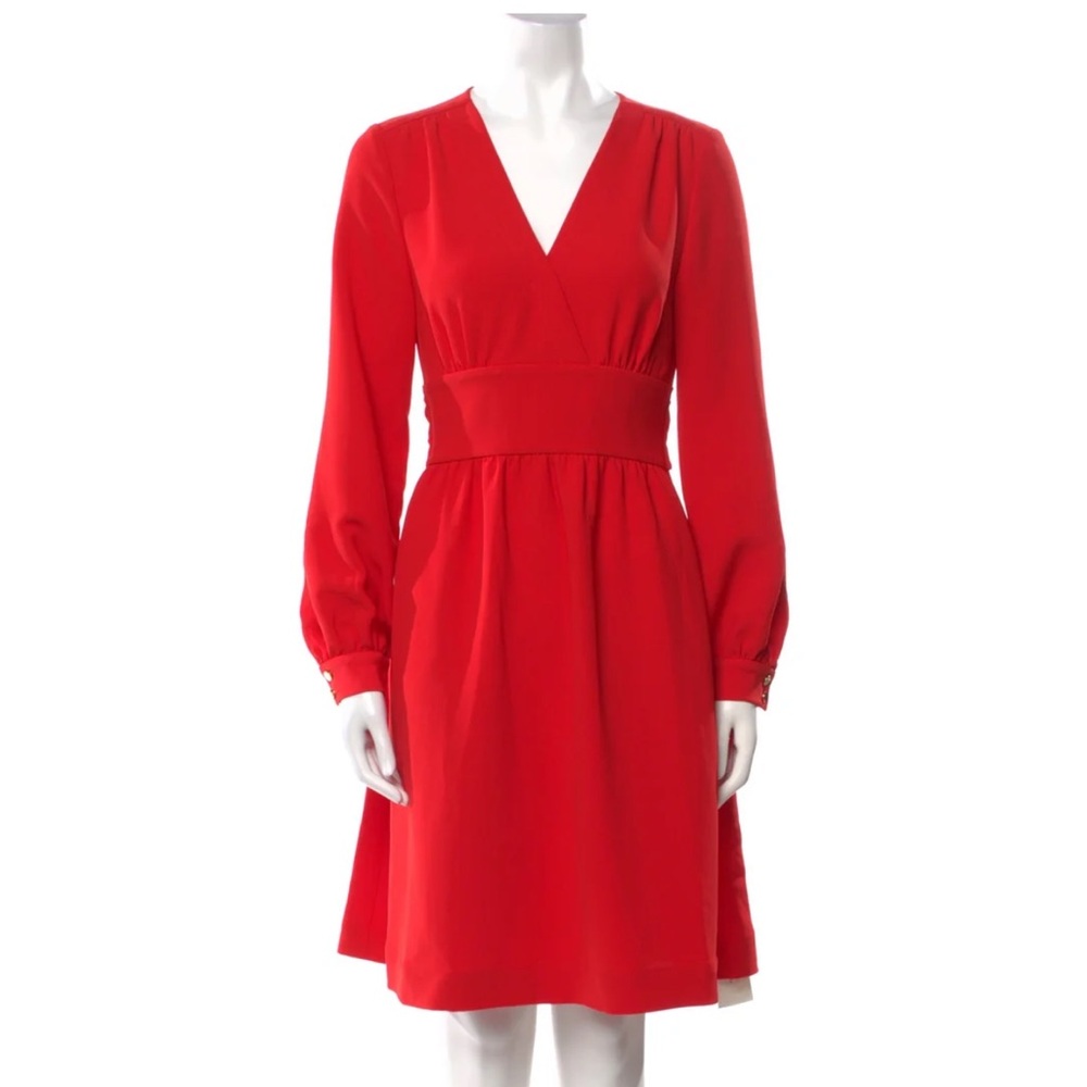 Kate Spade New York Red Long Sleeve Tie Mini Dress